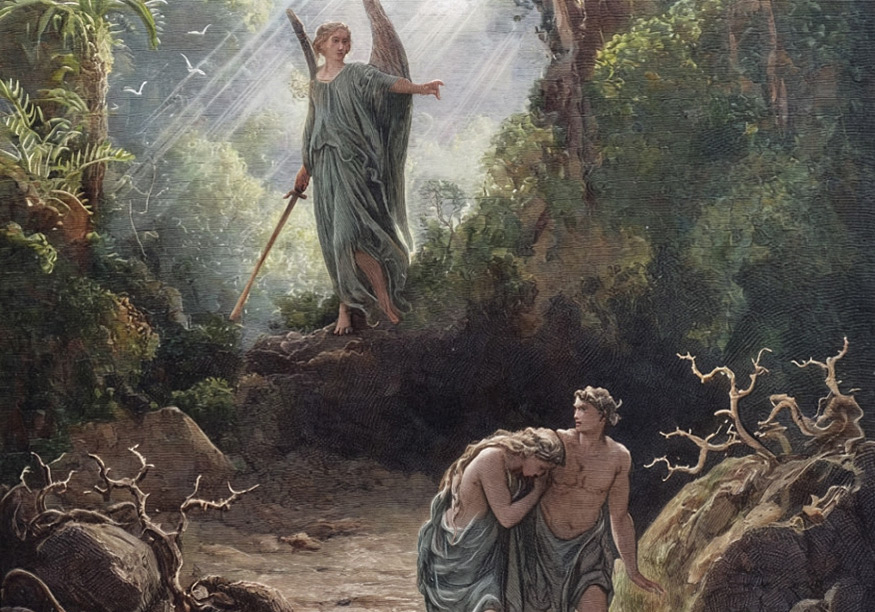 הגירוש מגן-עדן - גוסטב דורה. בצבע.